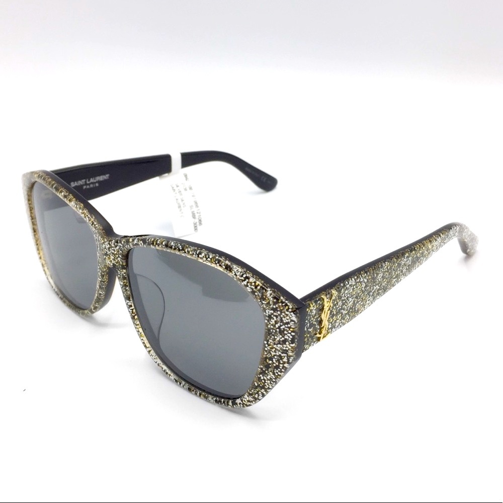 YSL Saint Laurent Sunglasses Silver Gold Sparkle Sunglasses - Picture 6 of 8